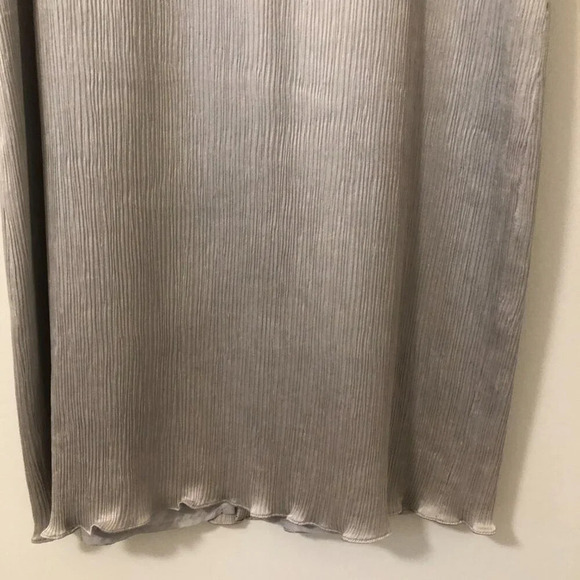 Vintage Silk Luxe Sunny Choi Silver Sheath Sleeveless Dress Ruffle Hem Size 10 - Picture 3 of 9